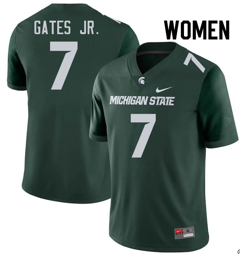 Women #7 Antonio Gates Jr. Michigan State Spartans College Football Jerseys Stitched-Green